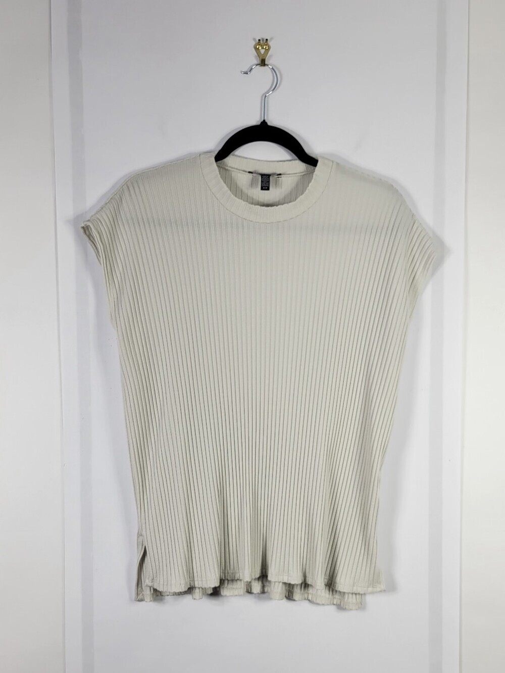Eileen Fisher Ribbed Sleeveless Crewneck Top #830 Size M